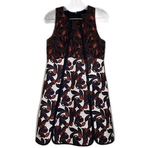 Ann Taylor Orange, Black & White Lace & Brocade Sleeveless Dress SZ 6P